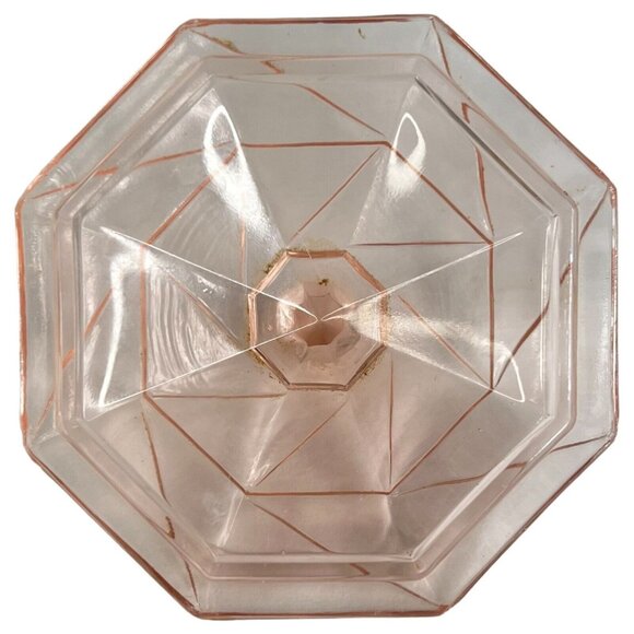 Pink Depression Glass Cracked Ice Covered Sugar Bowl with Lid Art Deco Style VTG - Picture 9 of 9
